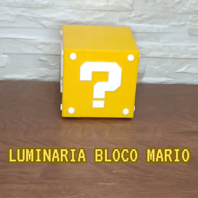 Luminária Abajur Super Mario Cubo Bloco Geek Gamer maravilhacenter