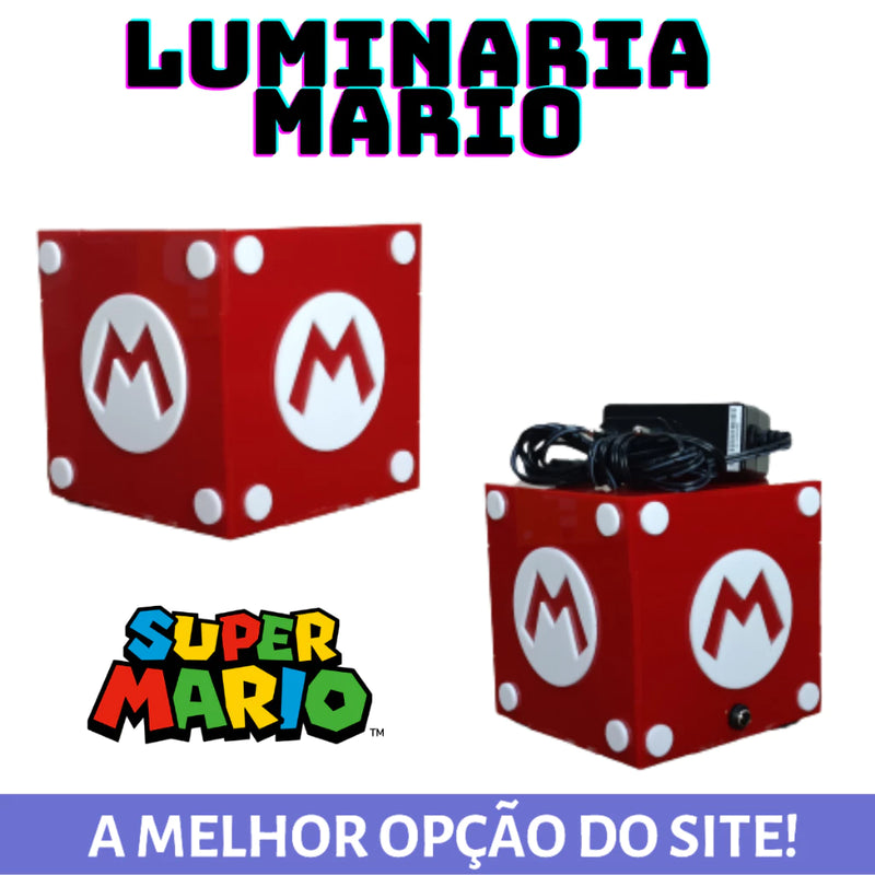 Luminária Abajur Super Mario Cubo Bloco Geek Gamer maravilhacenter