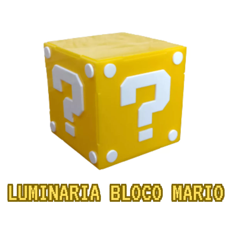 Luminária Abajur Super Mario Cubo Bloco Geek Gamer maravilhacenter