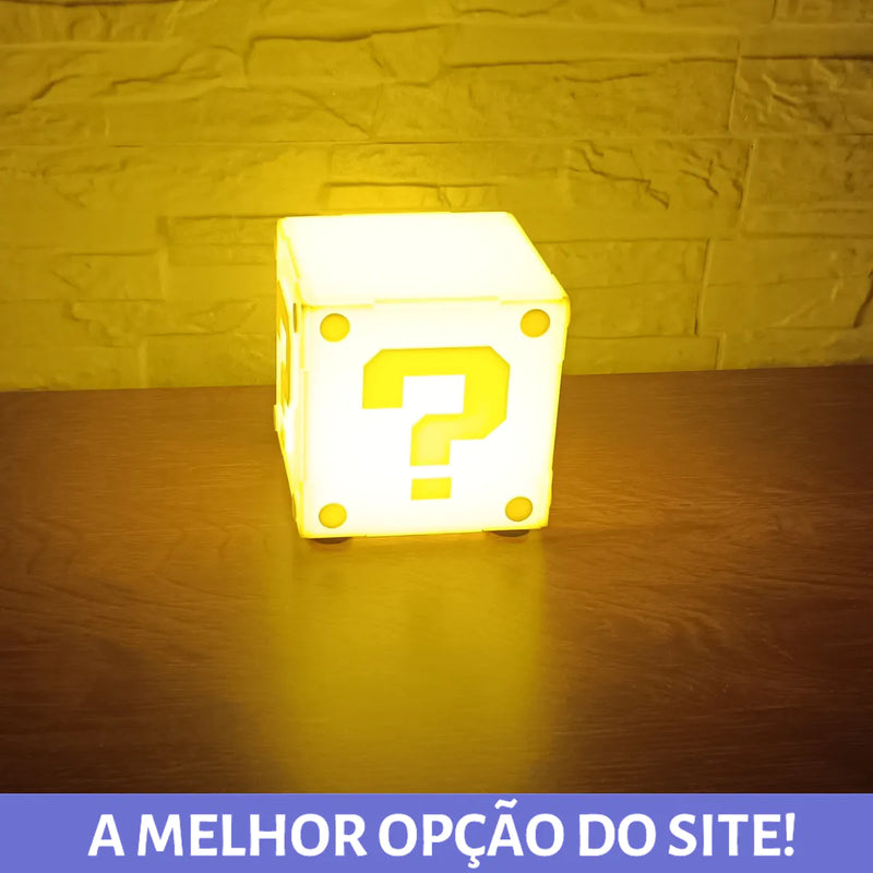 Luminária Abajur Super Mario Cubo Bloco Geek Gamer maravilhacenter