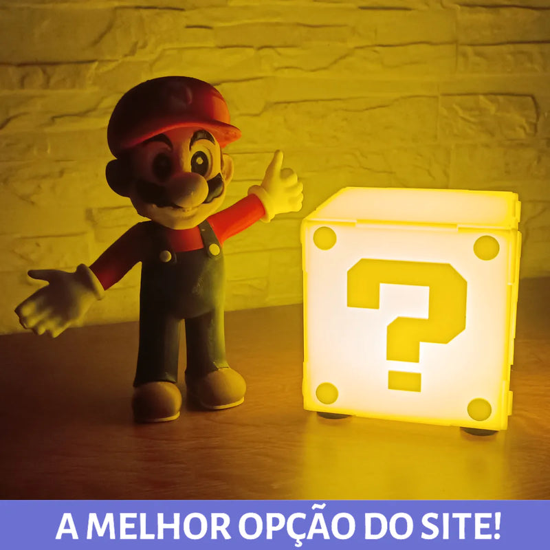 Luminária Abajur Super Mario Cubo Bloco Geek Gamer maravilhacenter